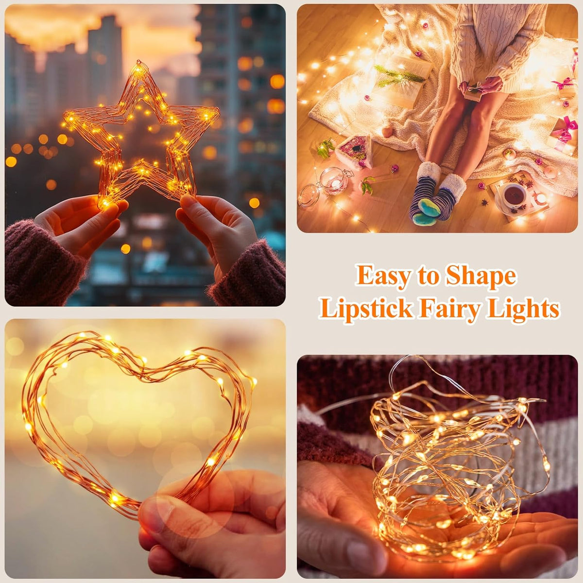 Lakumu Mini Fairy Lights Battery Operated, Twinkle Lights with Timer, Rechargeable LED String