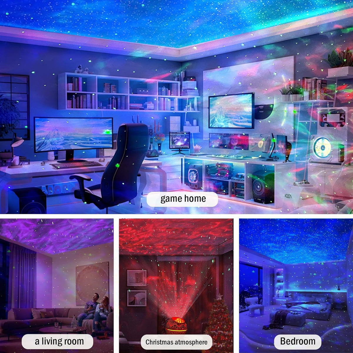 XQBX Dinosaur Egg Galaxy Projector an Aurora Projector with Bluetooth Speaker and White Noise Sound