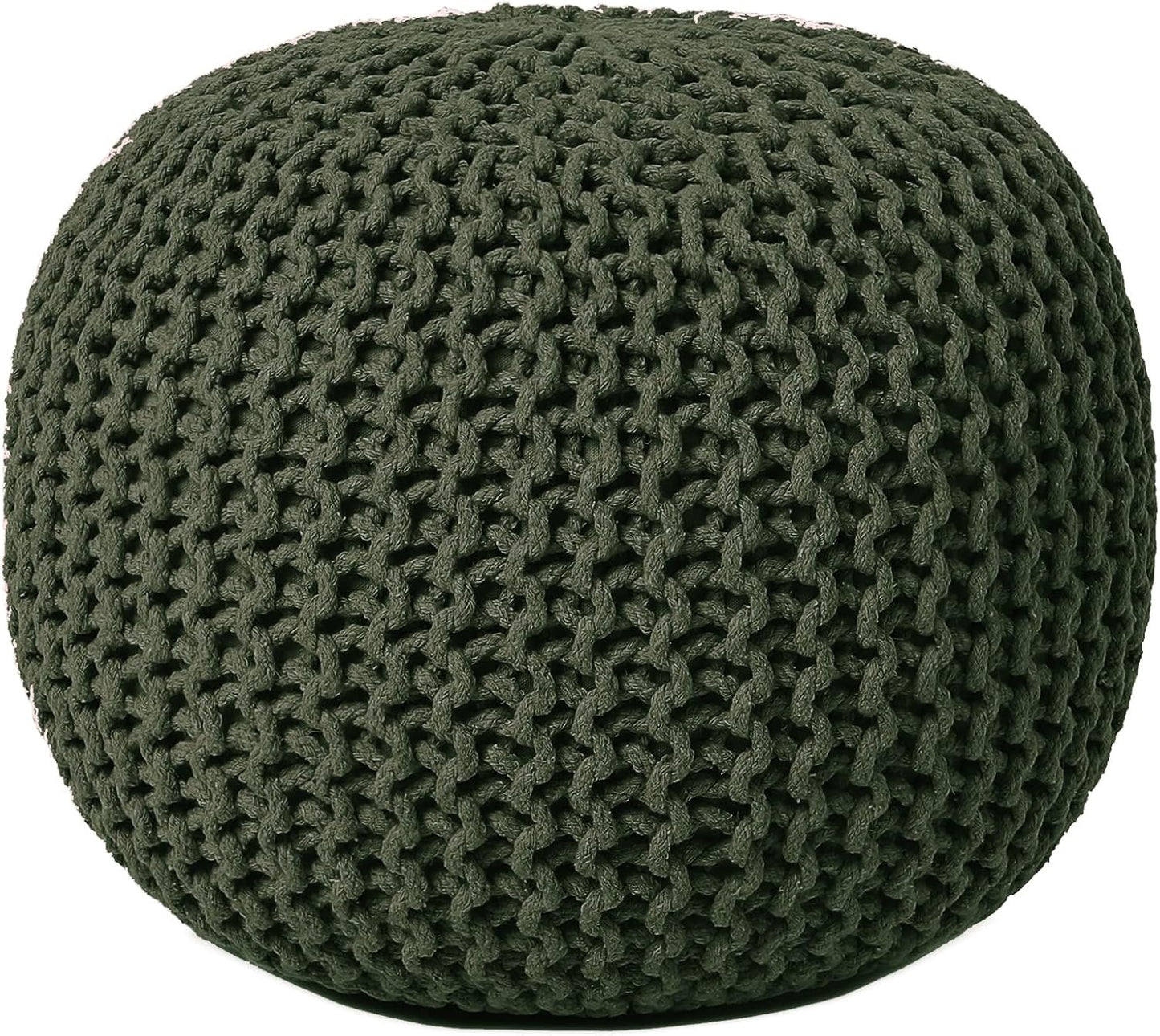 REDEARTH Round Hand Knitted Pouf - Foot Stool Bean Bag Ottoman - Cord Boho Pouffe - Poof Accent
