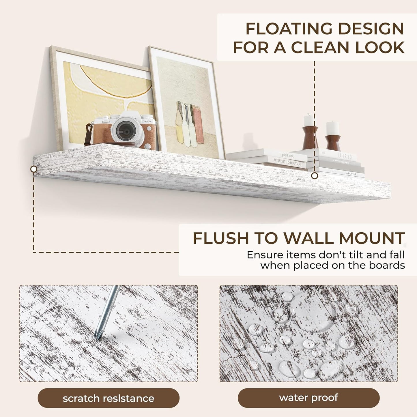 RICHFOCUS 48Inch Floating Shelves for Wall 2 Pack Shelves for Bedroom|Kitchen|Bathroom Wall Mounted