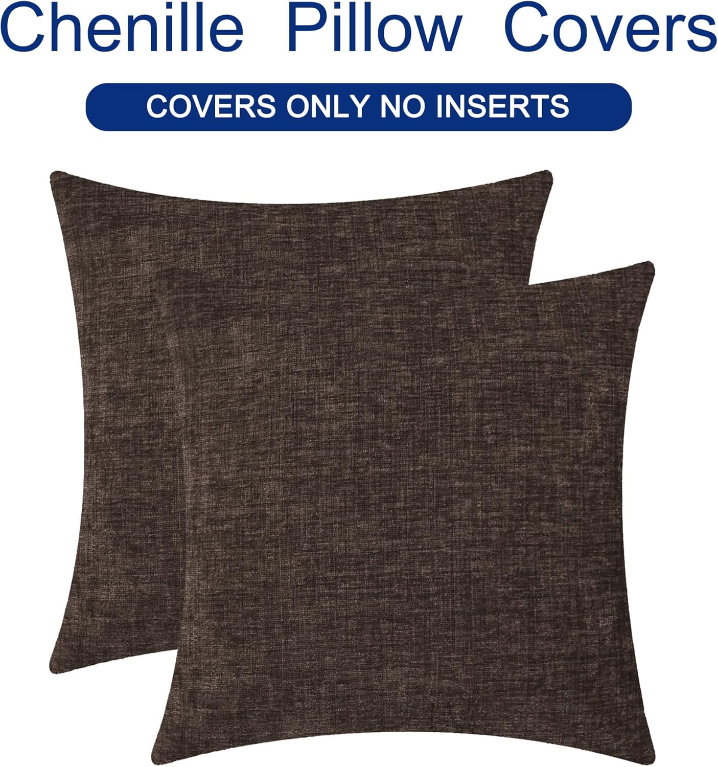 CaliTime Throw Pillow Covers Decorative 16 X 16 Inches Pack of 2 Cozy Chenille Cushion Cases for