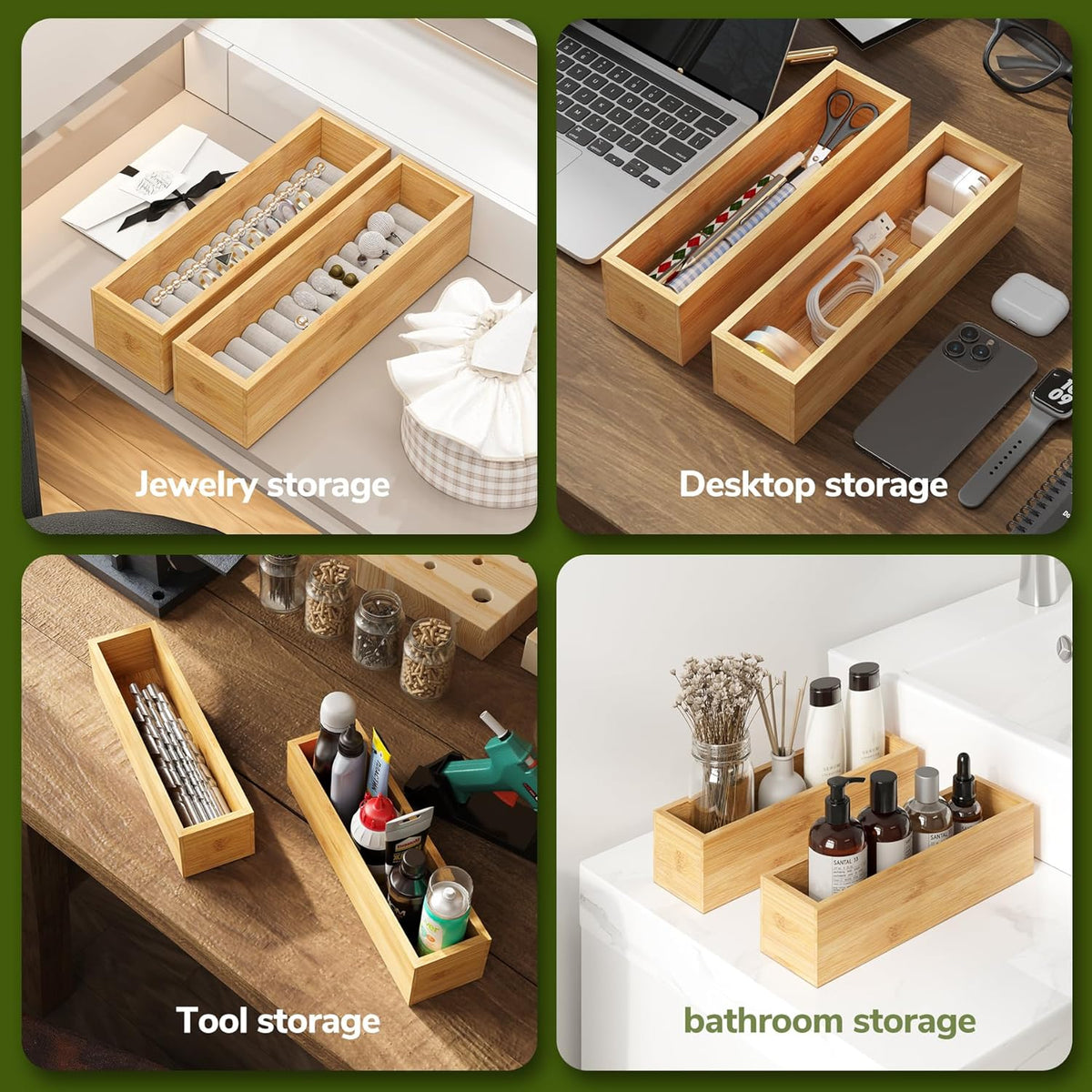BAMEOS Kitchen Drawer Organizer,Small Silverware Drawer Organizer,Bamboo Utensil Organizer for