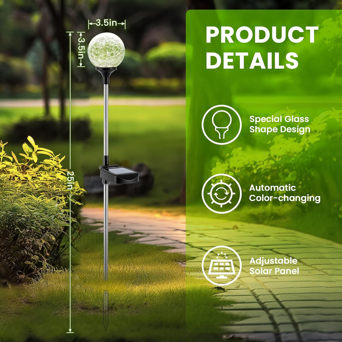 GIGALUMI Solar Garden Lights Outdoor Decorative for Yard 3 Pack, Solar Globe Lights Outdoor