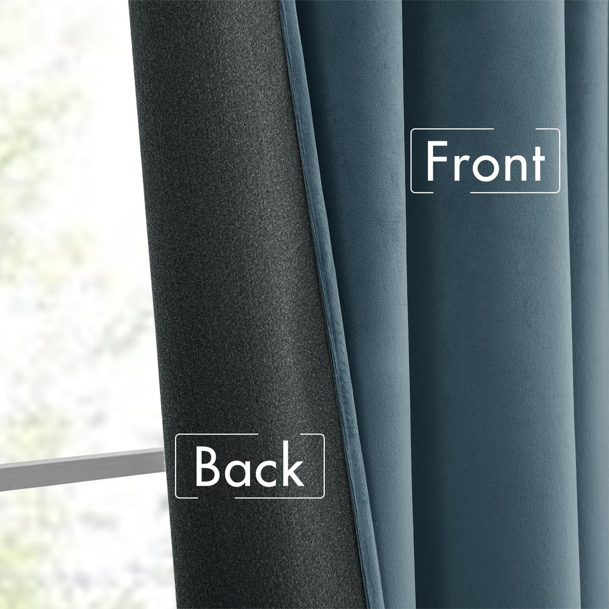 MIULEE Stone Blue Velvet Curtains 108 inches Long 2 Panels - Luxury Pinch Pleated Room Darkening