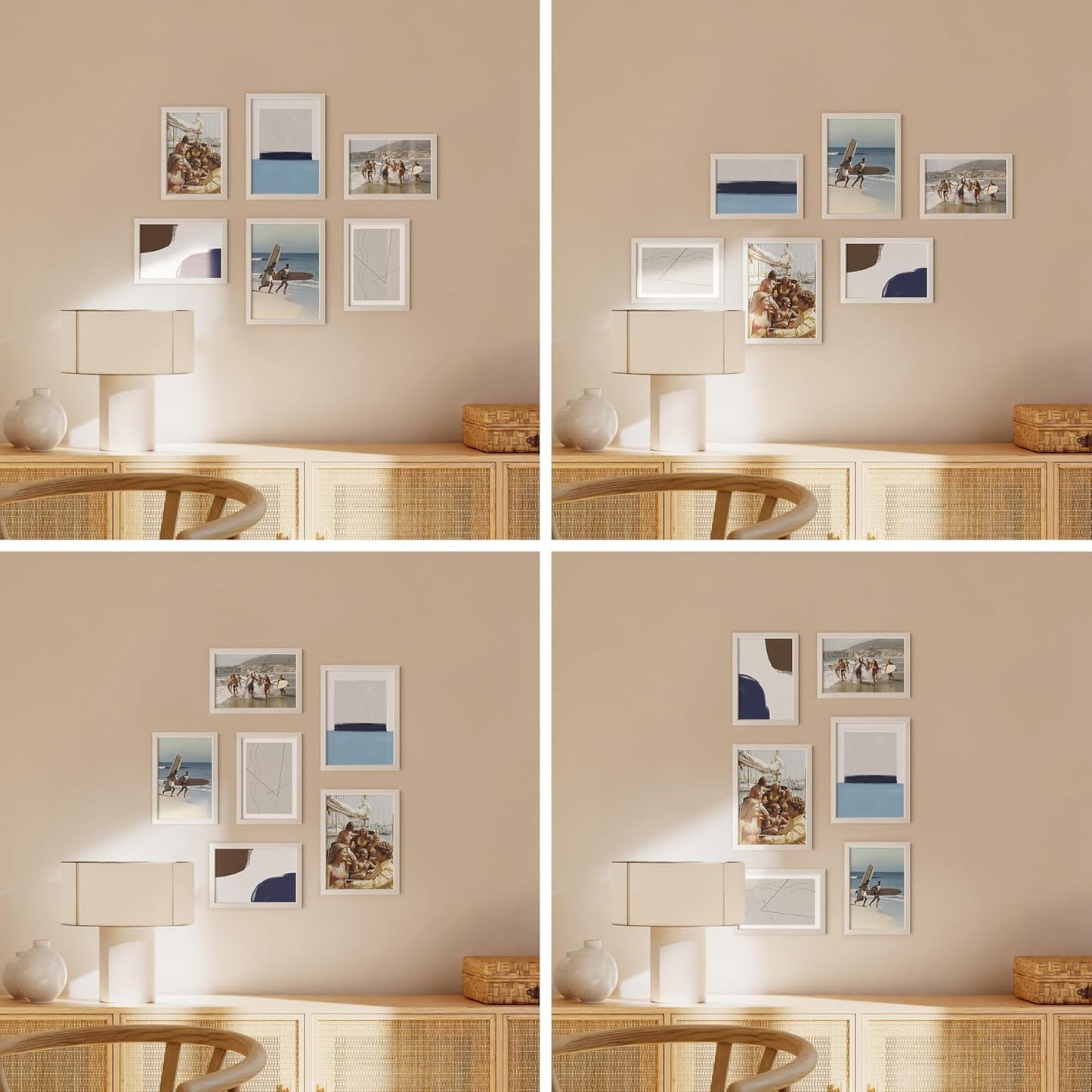 HAUS AND HUES White Oak Wood Gallery Wall Tabletop Frames Made with Real American Oak and