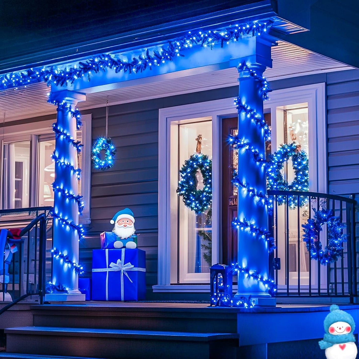 JMEXSUSS Connectable 100 LED Blue Christmas Lights Clear Wire, 8 Modes Blue Christmas Tree Lights