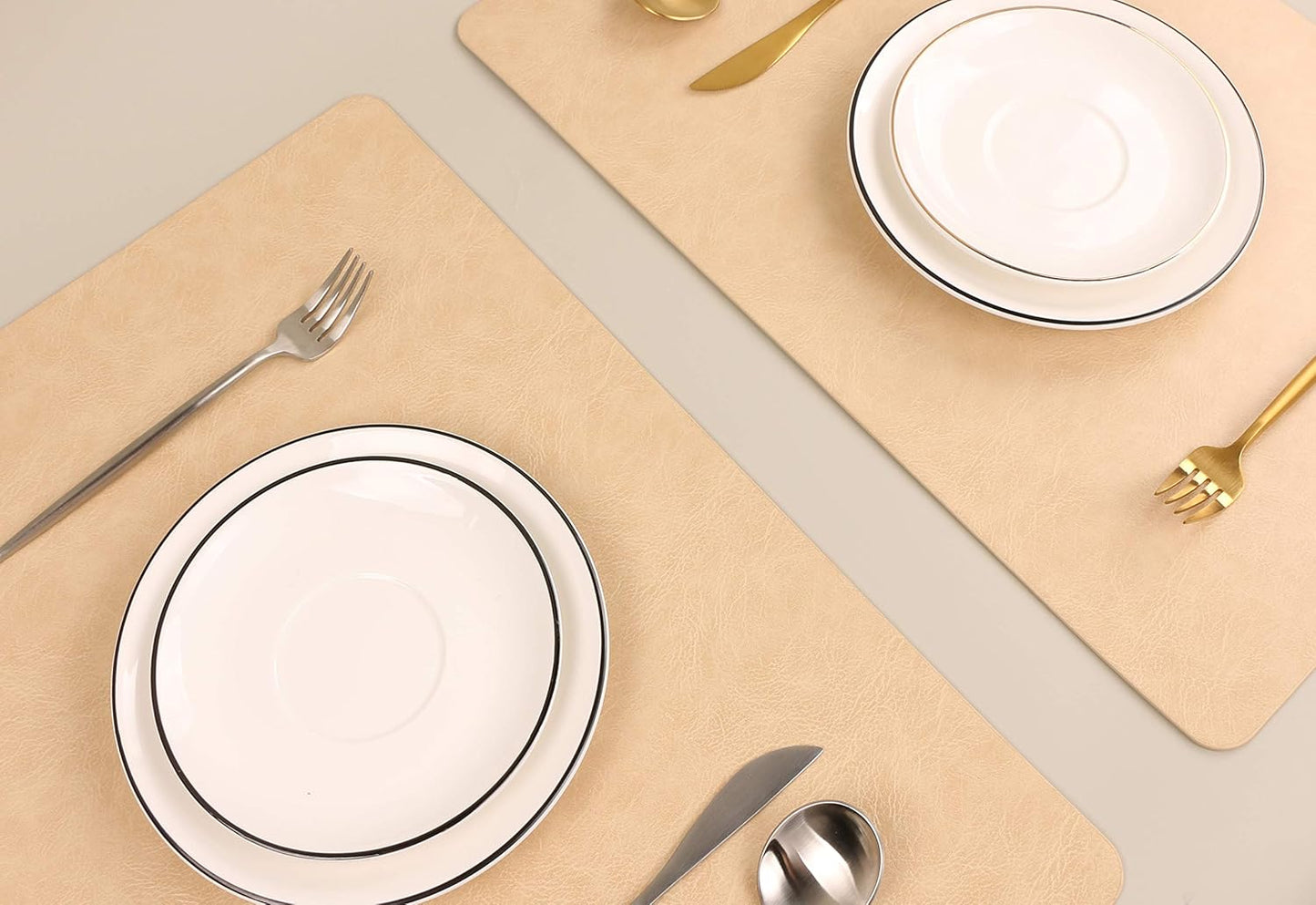 Faux Leather Placemats, Set of 4 PU Table Mats, Easy to Clean, Heat & Stain Resistant for Office
