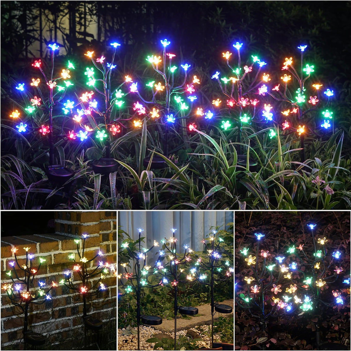 Solar Garden Lights Waterproof, Solar Outdoor Lights Decorative 8Pack, 160Led Solar Powered Flowers