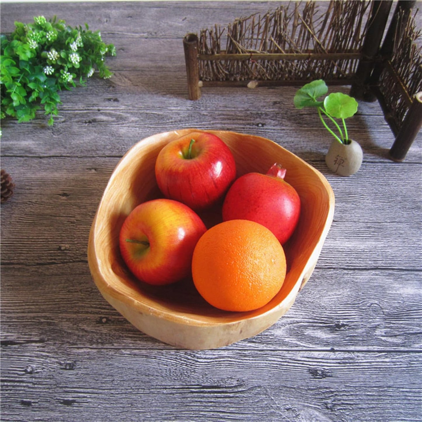 Wooden Bowl Decorative Natural Wood Fruit Bowl, Irregular Creative Wood Bowls, Rustic Hand Carved