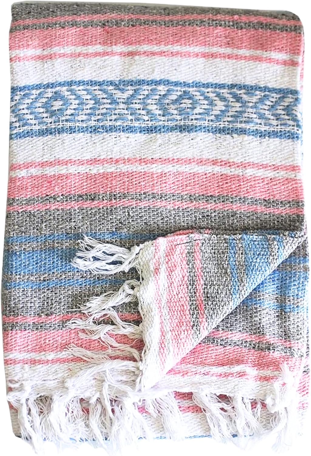 Del Mex Classic Mexican Blanket, Large Authentic Woven Falsa Throw (70"x50"), Artisan Southwest