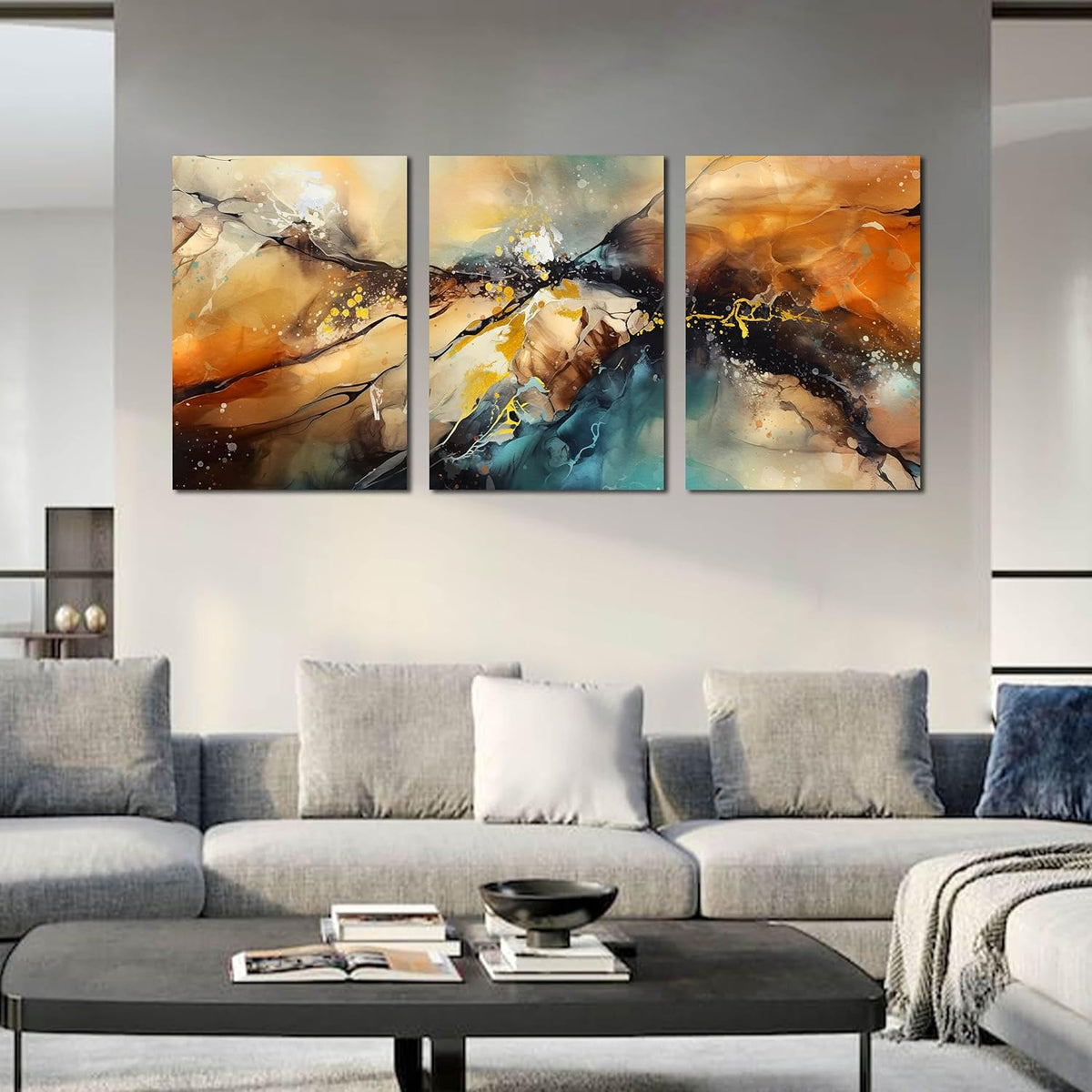 Abstract Living Room Pictures Wall Decor - Modern Bedroom Wall Decor Above Bed - Large 3 Piece