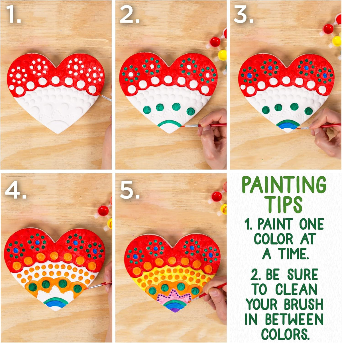 Creative Roots Mosaic Heart Stepping Stone, Includes 7-Inch Ceramic Stepping Stone & 6 Vibrant
