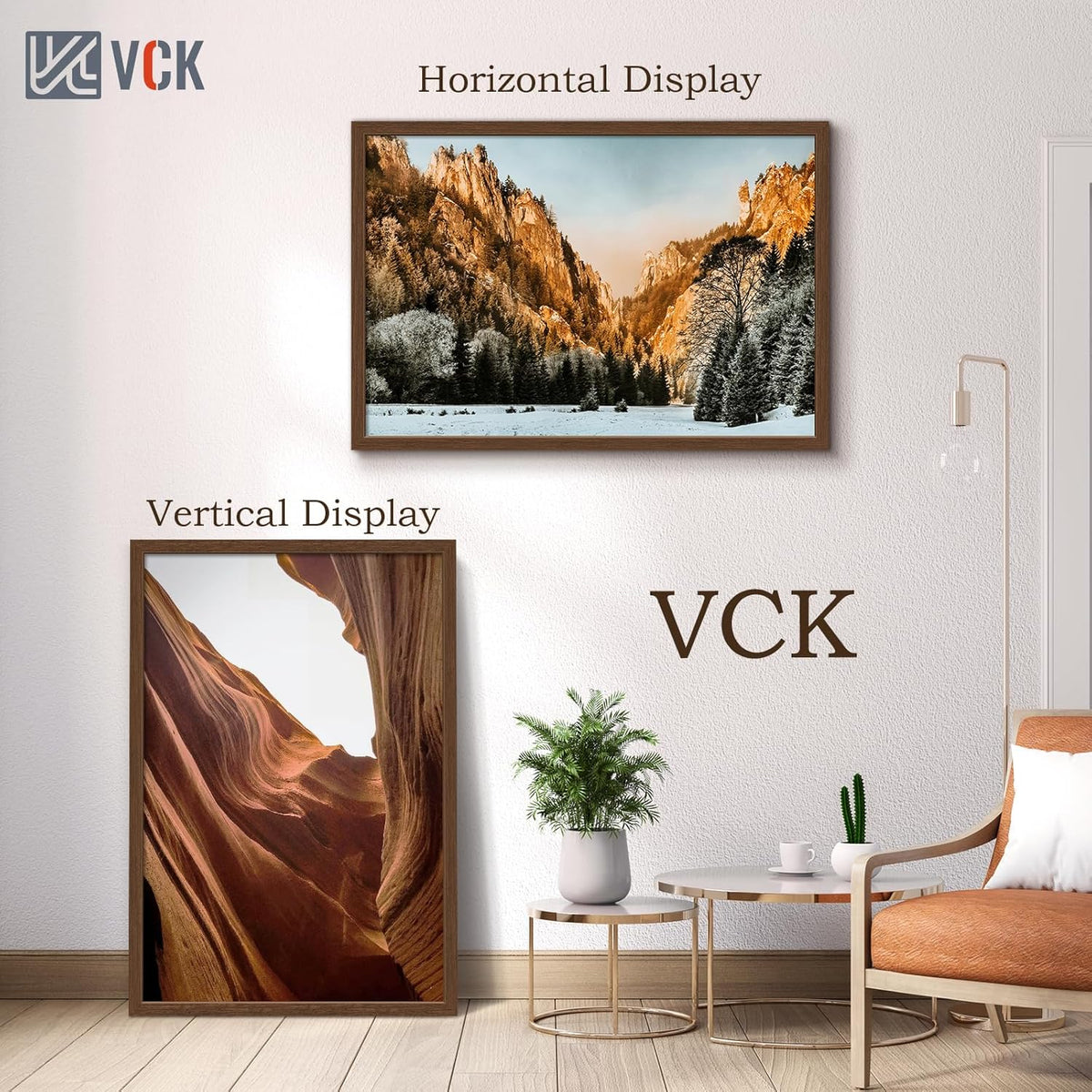 VCK 27x40 Brown Poster Frame 3 Pack, Wood Picture Frame with Exclusive Wood Grain, Wall Mounting