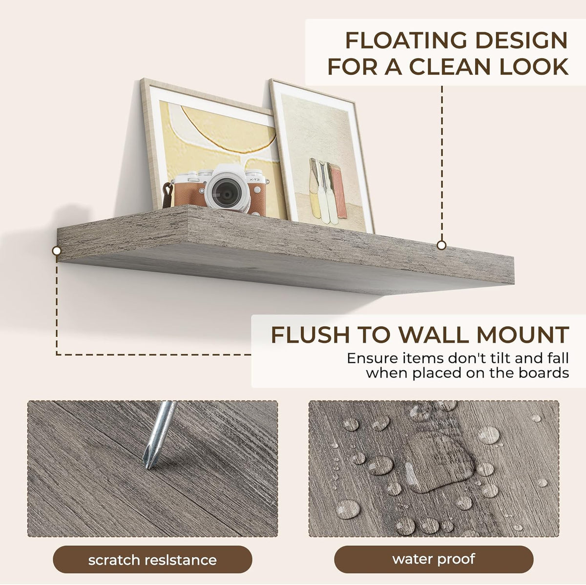 RICHFOCUS 36Inch Floating Shelves for Wall 2 Pack Shelves for Bedroom|Kitchen|Bathroom Wall Mounted