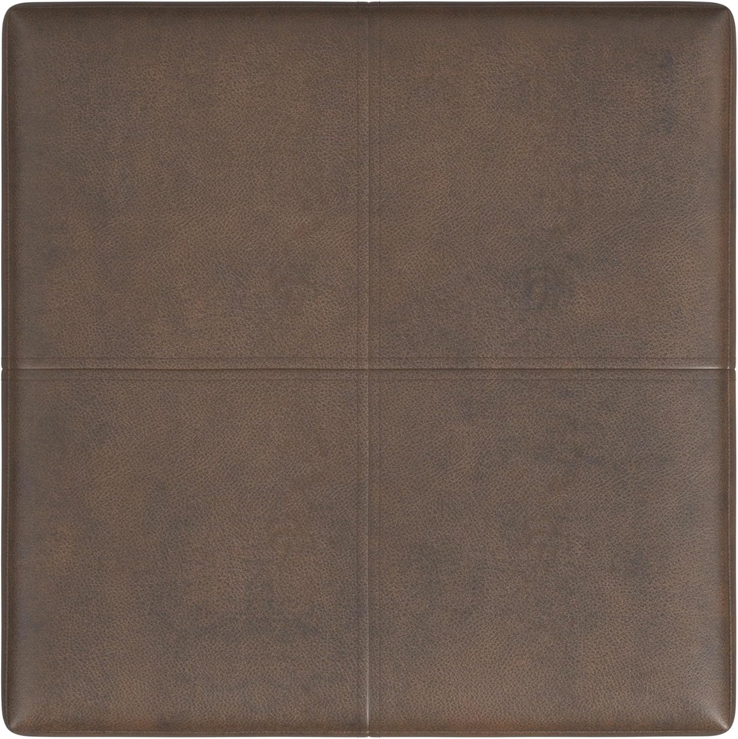 HomePop Home Decor |K2380-E910 | Luxury Large Faux Leather Square Storage Ottoman | Ottoman with