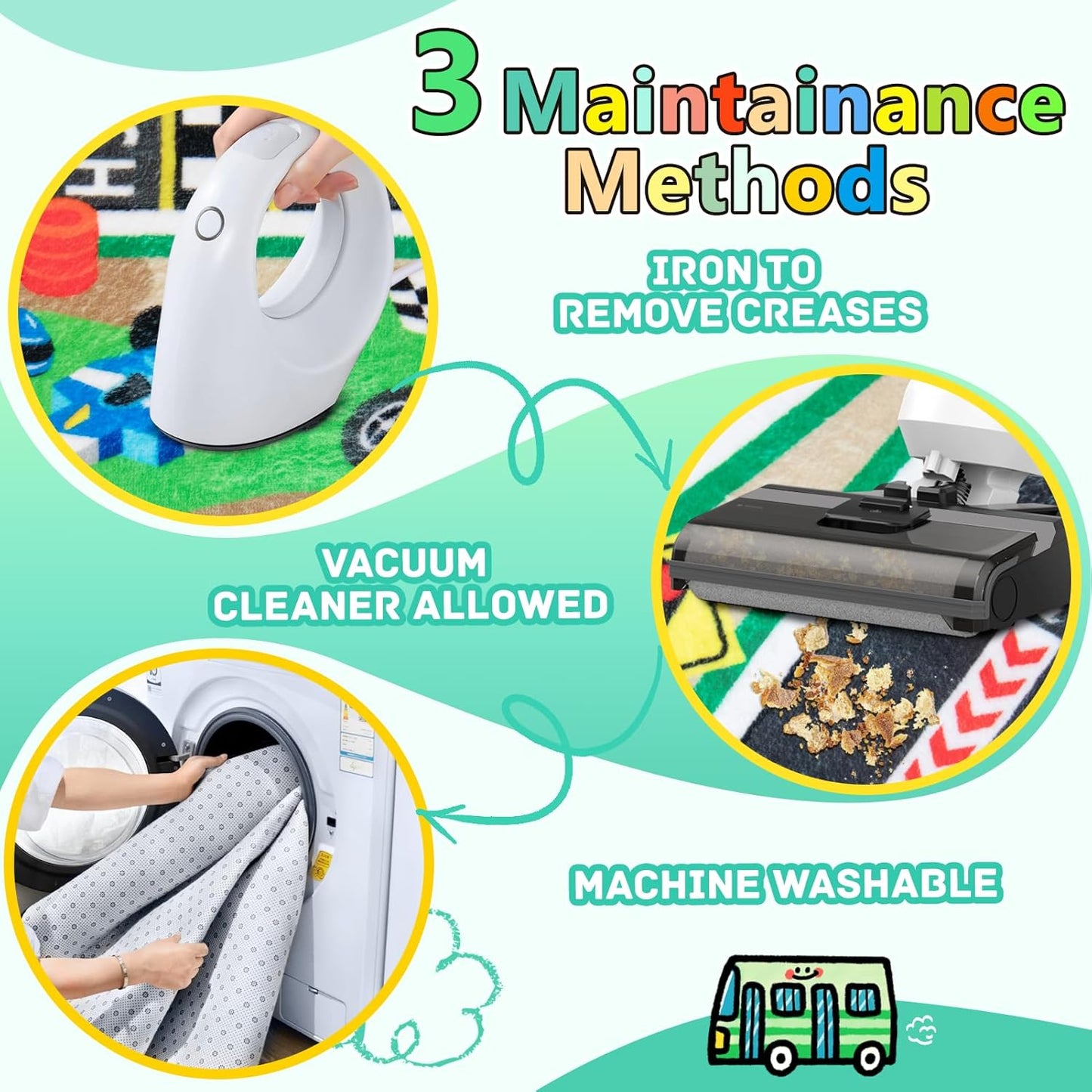 Kids Rug, Race Track Baby Play Mats, Realistic 3D Cascading Surround Route, 6x9 Ft Kids Rug for