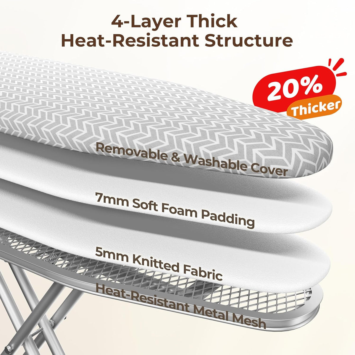 Yaheetech Foldable Ironing Board, Heavy Duty Iron Board with 9 Adjustable Heights, 4 Layer Cover
