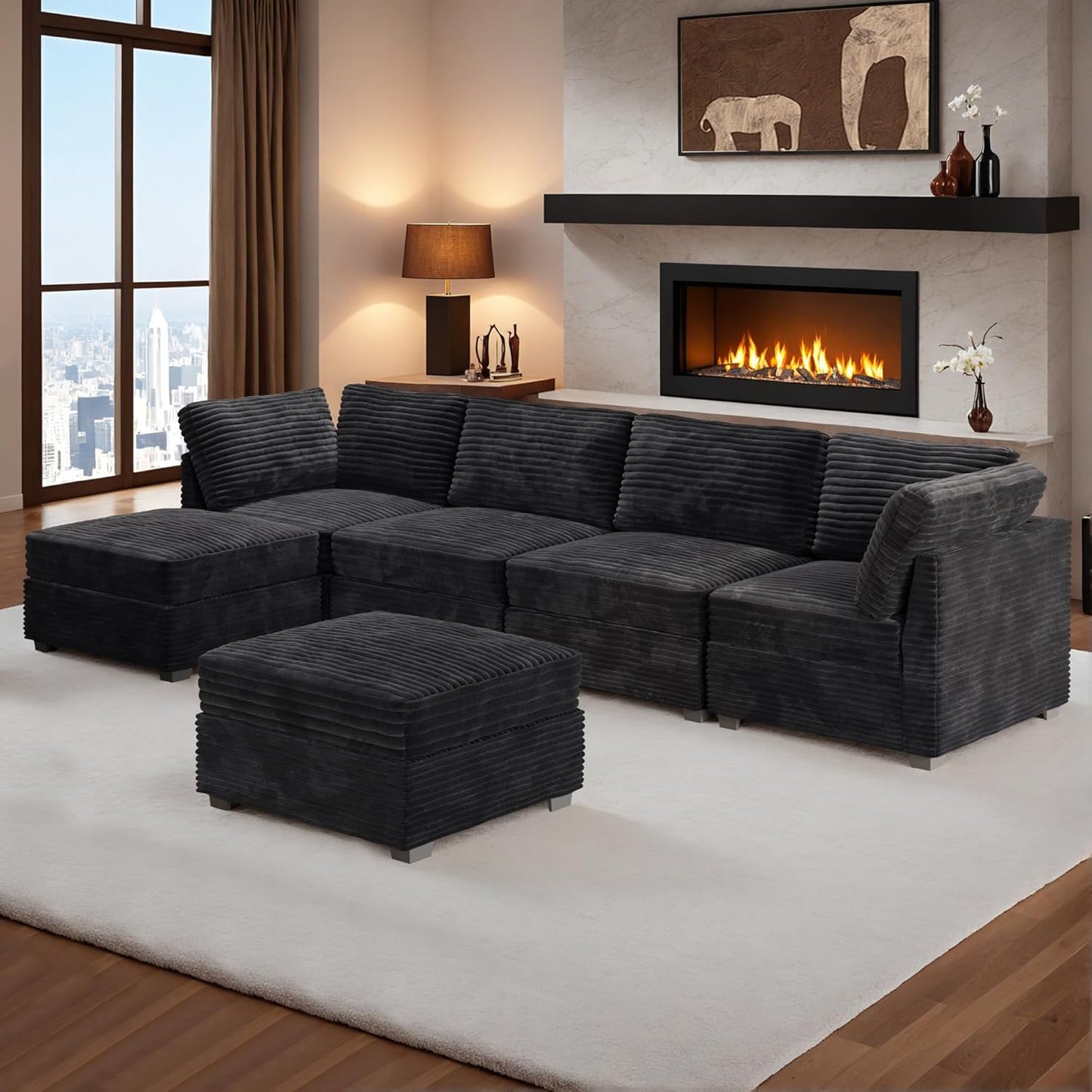 HOOOWOOO Modular Sectional Sofa,6 Pieces Sectional Couches for Living Room,131X66 L Shaped Cloud