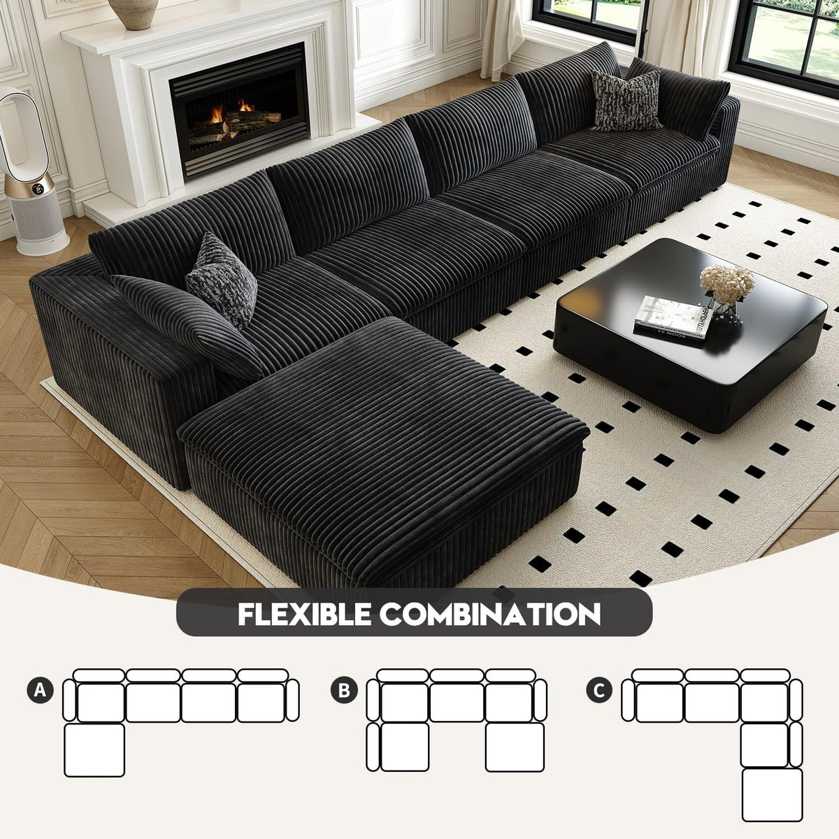 157.5" Cloud Couch Modular Sectional Sofa for Living Room,Modern Sofa with Deep Seat,L-Shape