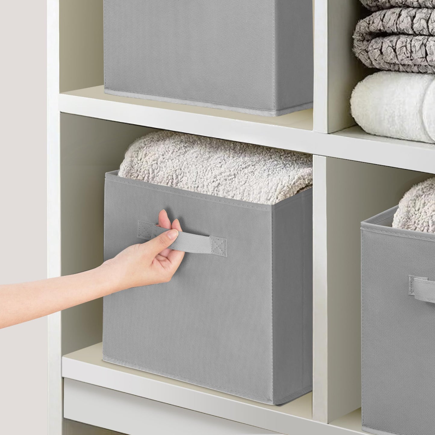 STORAGEIDEAS 11" Fabric Storage Bins, Collapsible Storage Cubes Organizer with Handles, Heavy Duty