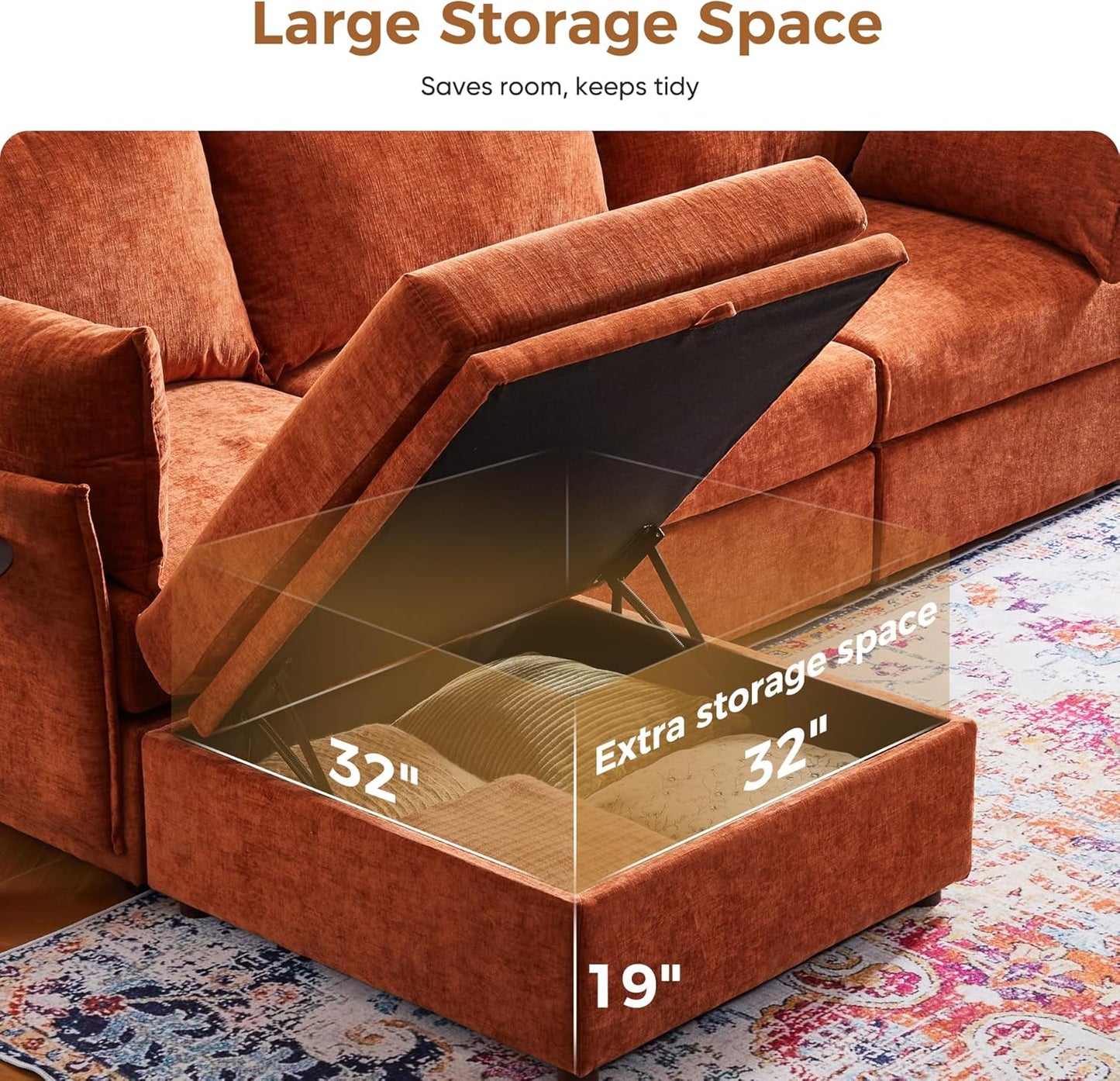 198.6" Oversized Modular Sectional Sofa, U Shaped Convertible Couch with Movable Ottoman, Large 10
