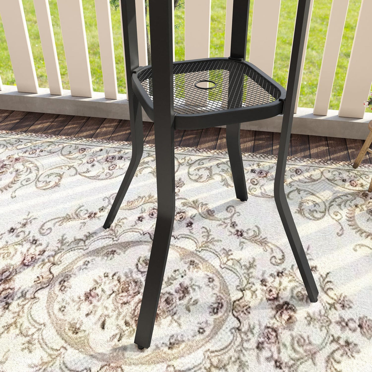 VICLLAX 35.5" Round Outdoor Bar Table, Bar Height Patio Table with Adjustable Umbrella Hole for