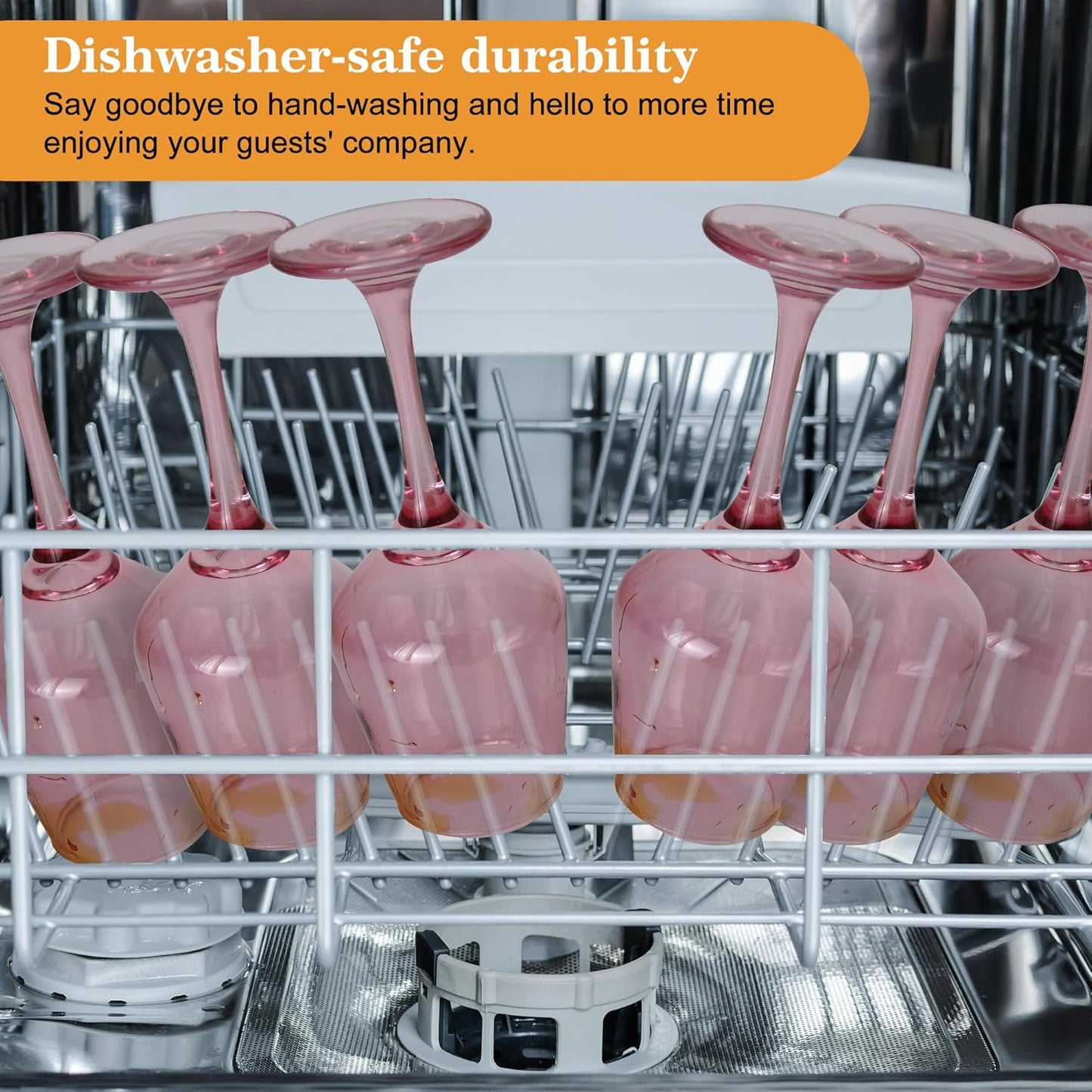Pink Wine Glasses Set of 6-12oz Pink Long Stem Wine Glass Cups, Pink Pretty Crystal Glassware, Hand