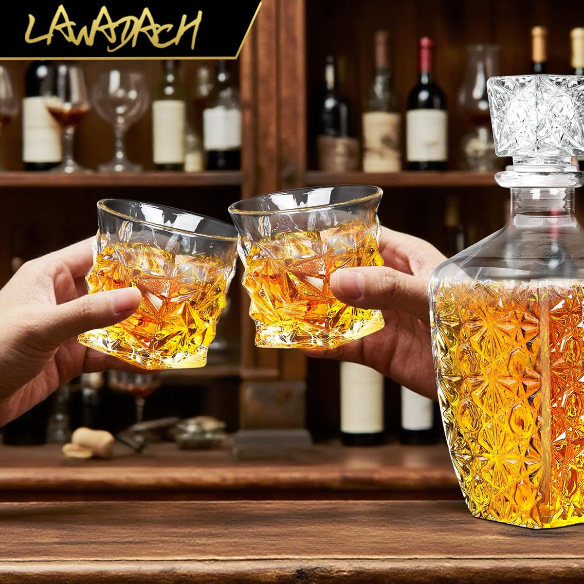 Whiskey Decanter Set,Liquor Decanter Set with 2 Glasses,Decanter set for Men,Decanter for
