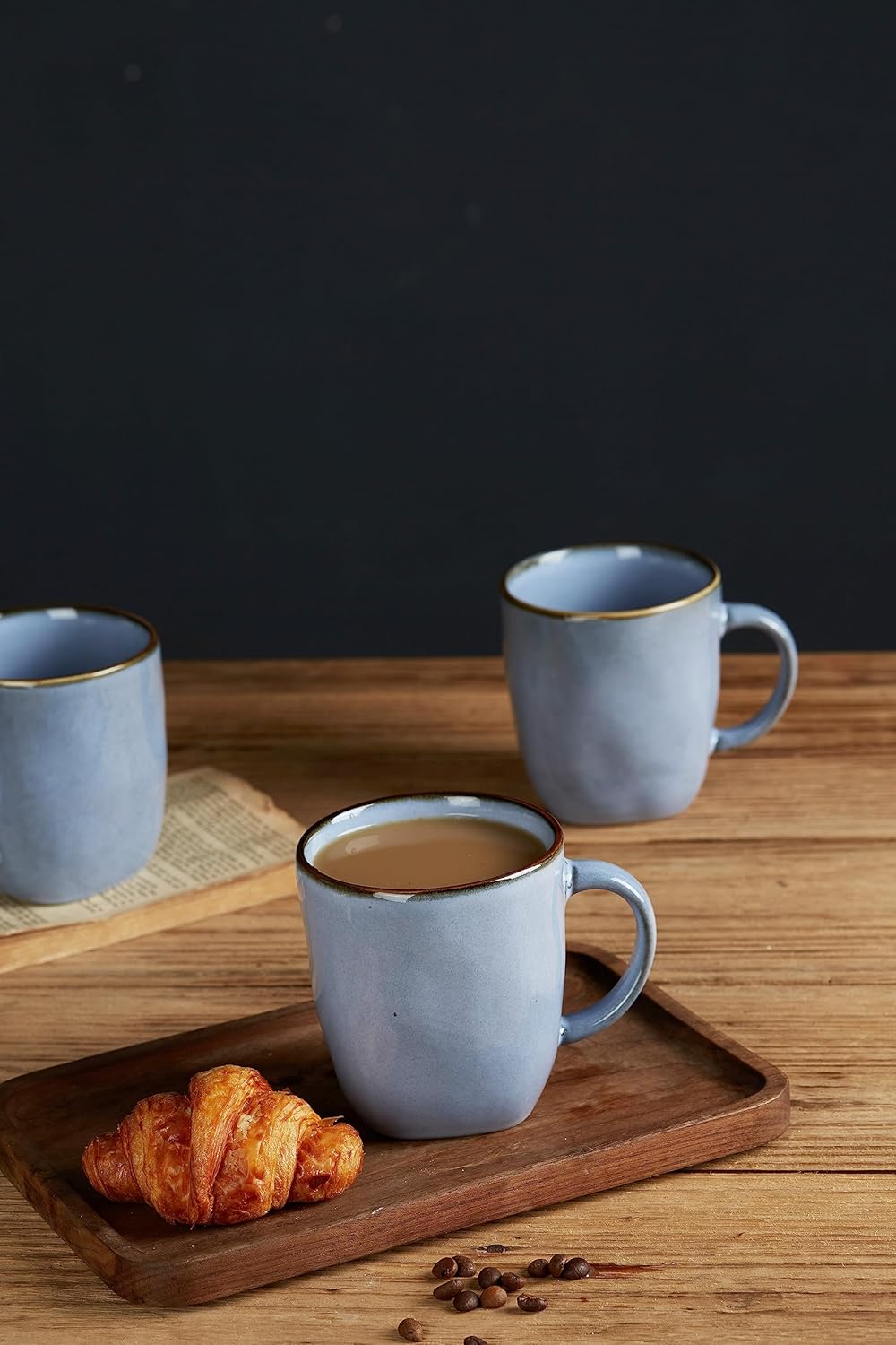 famiware Coffee Mugs Set of 4, Ocean Square 13oz Coffee Cup Set with Handle for Cocoa, Milk, Hot