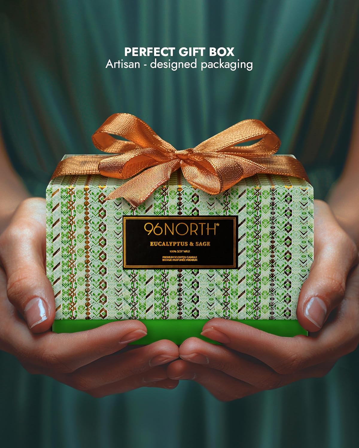 96NORTH Luxury Eucalyptus & Sage Soy Candle | Large 3 Wick Jar Candle | Up to 50 Hours Burning Time