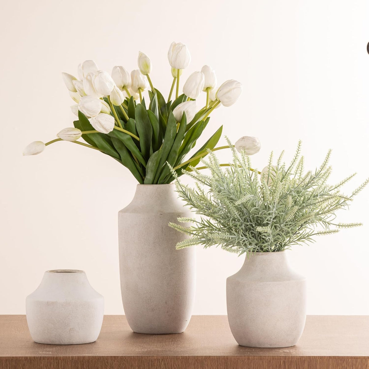 Mitt&Ditt Ceramic Flower Vase, 12.5 inch Tall Off-White Vase, Large Decorative Terracotta Vases