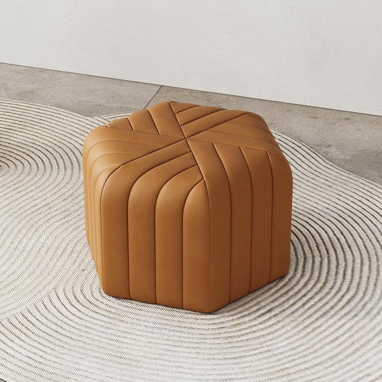 homary 18.5" Hexagonal Pouf Ottoman Upholstered, Velvet Footrest Rest Stools Modern Sofa Footrest