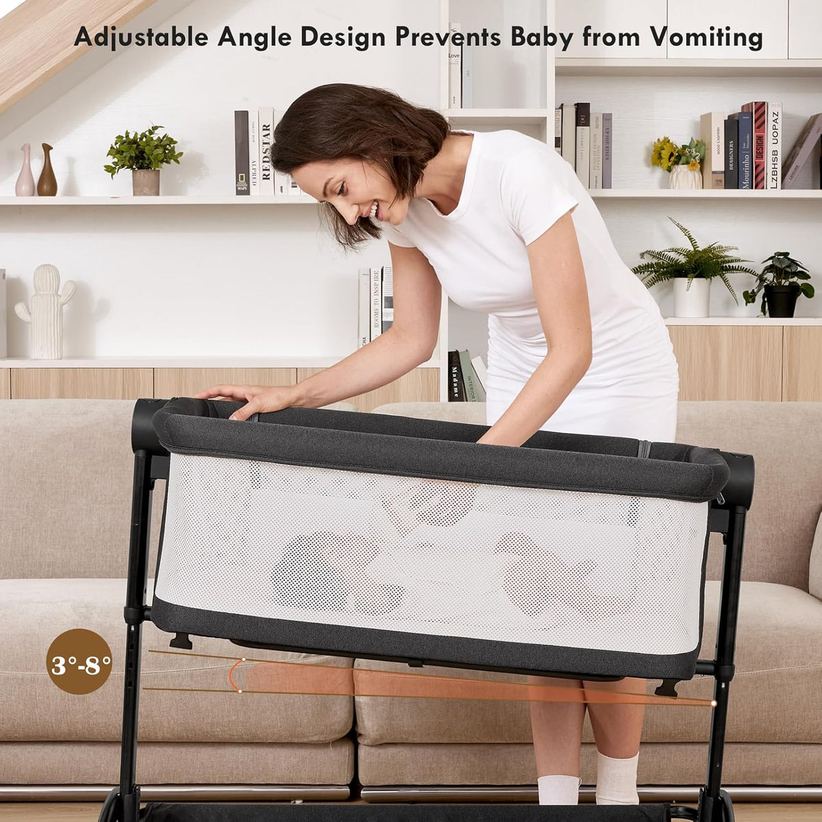 Bassinet Bedside Sleeper - All-Mesh Design, Portable Bedside Bassinet for Baby with Washable