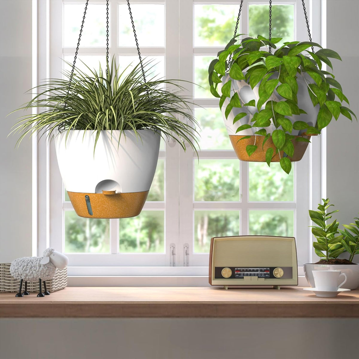 ZMTECH 12 Inch Hanging Planters for Indoor Outdoor Plants, 2 Pack Self Watering Hanging Plant Pots
