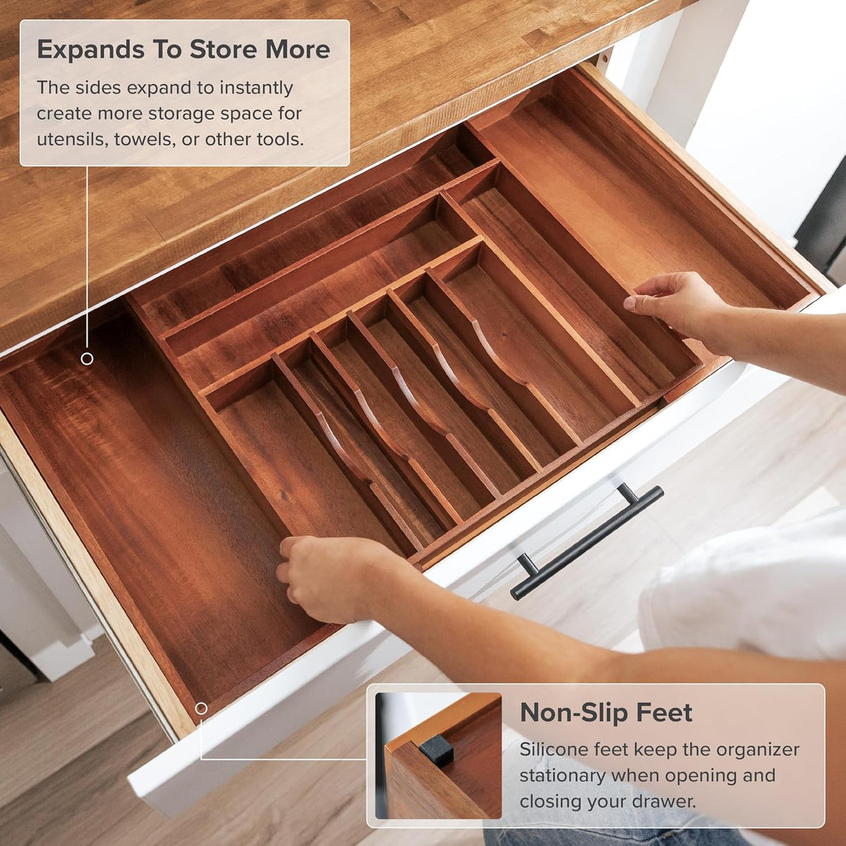 Premium Silverware, Flatware and Utensil Organizer for Kitchen Drawers, Food-Safe Contract Grade