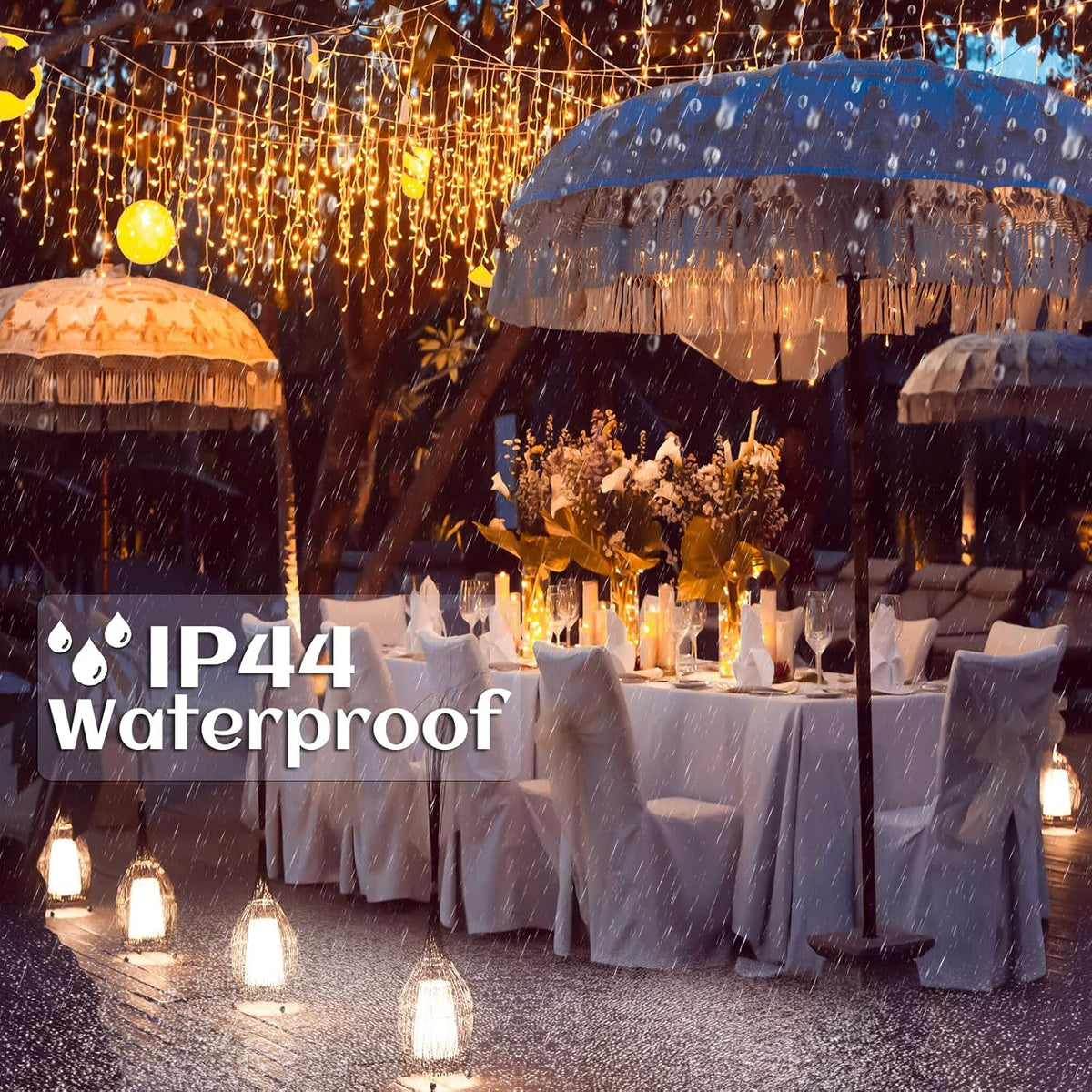 Icicle lights Outdoor - 33ft Christmas Lights with 400LED 75 Drops 8 Modes, Plug in Curtain String