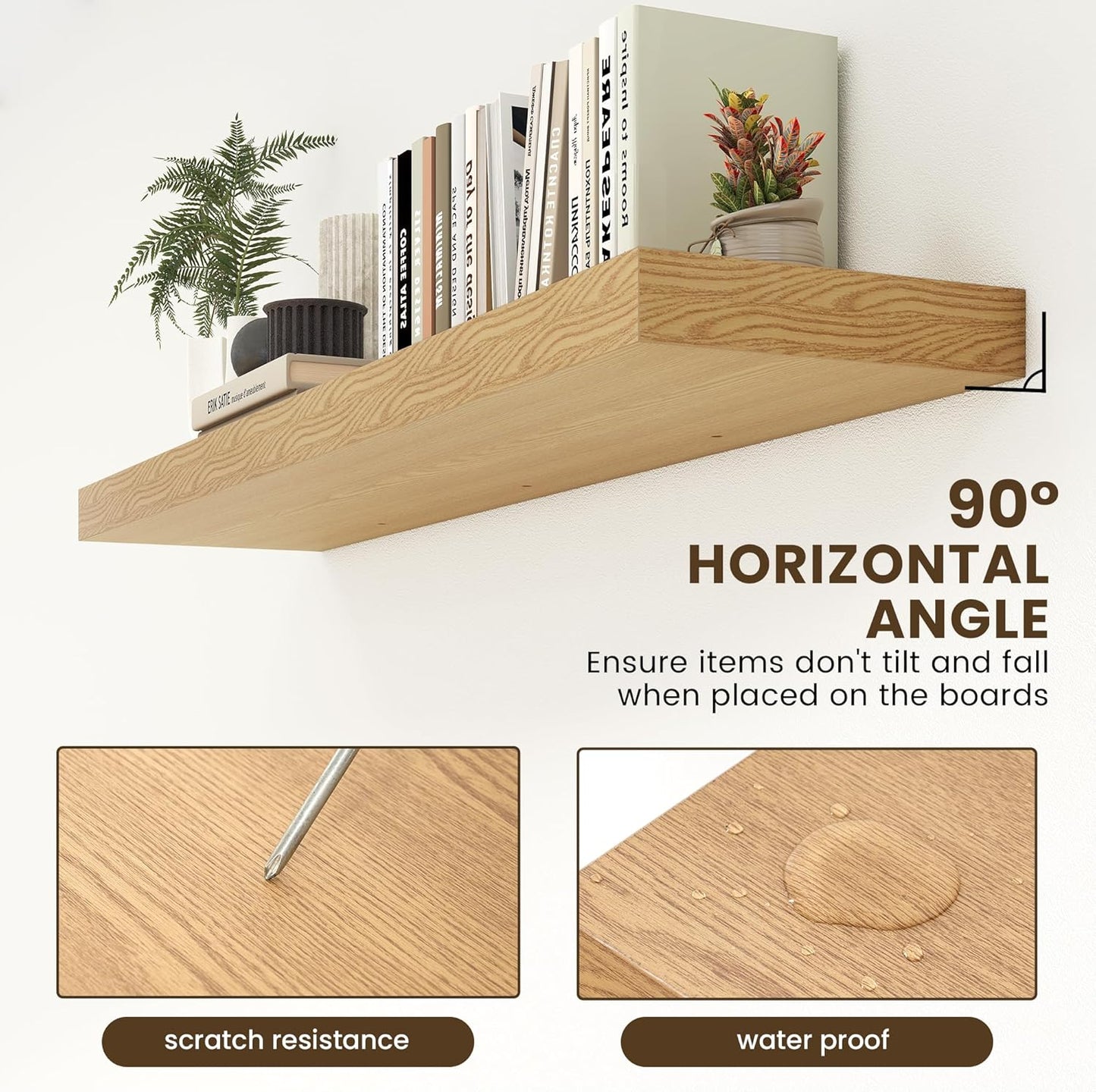 Deep Floating Shelves for Wall - 55 Inch Wide x 12 Inch Deep Wall Shelves Set of 1 - Rustic Oak