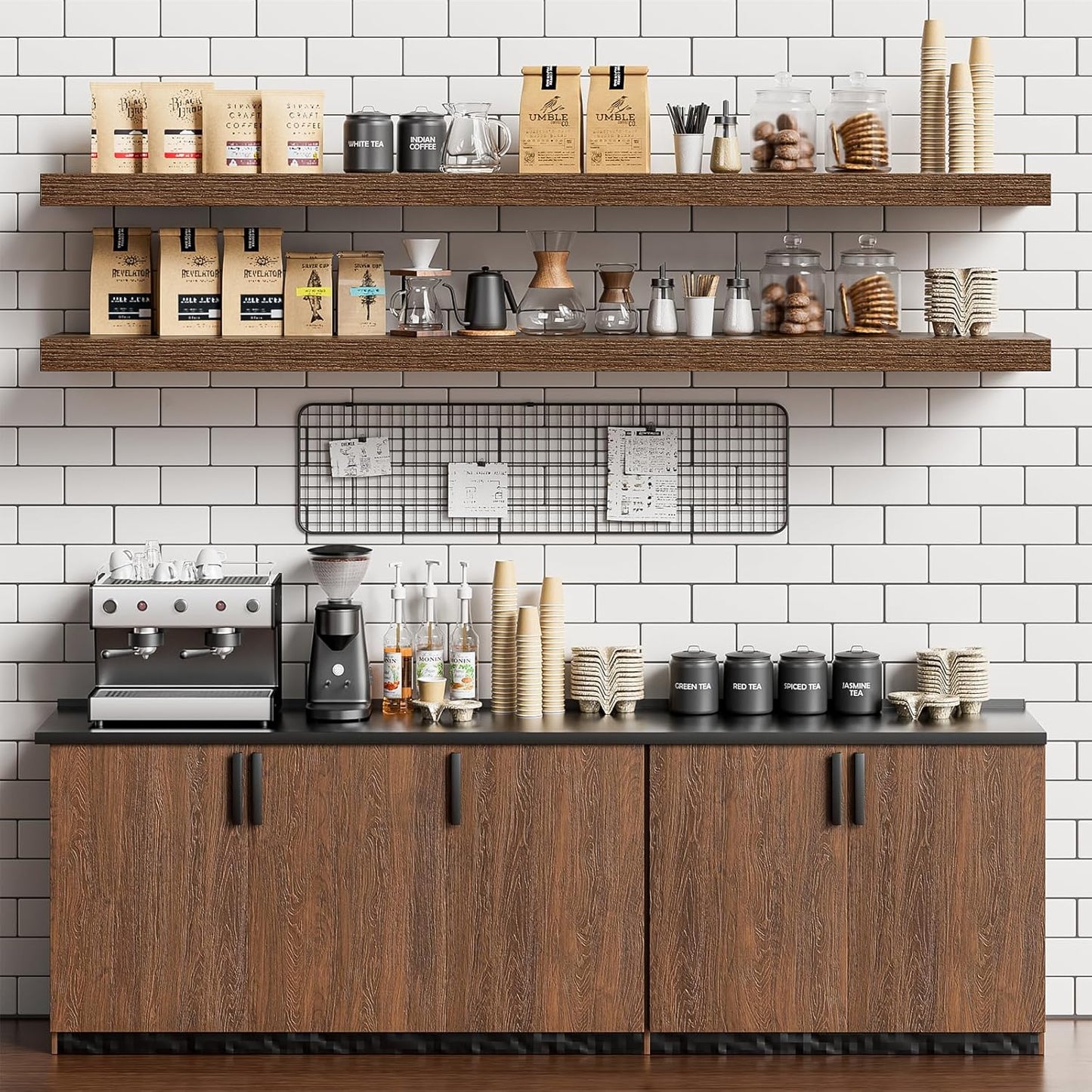 Heimlove 55 Inch Long Floating Shelves for Wall,9.3" Deep Walnut Floating Shelf Set of 2,Large