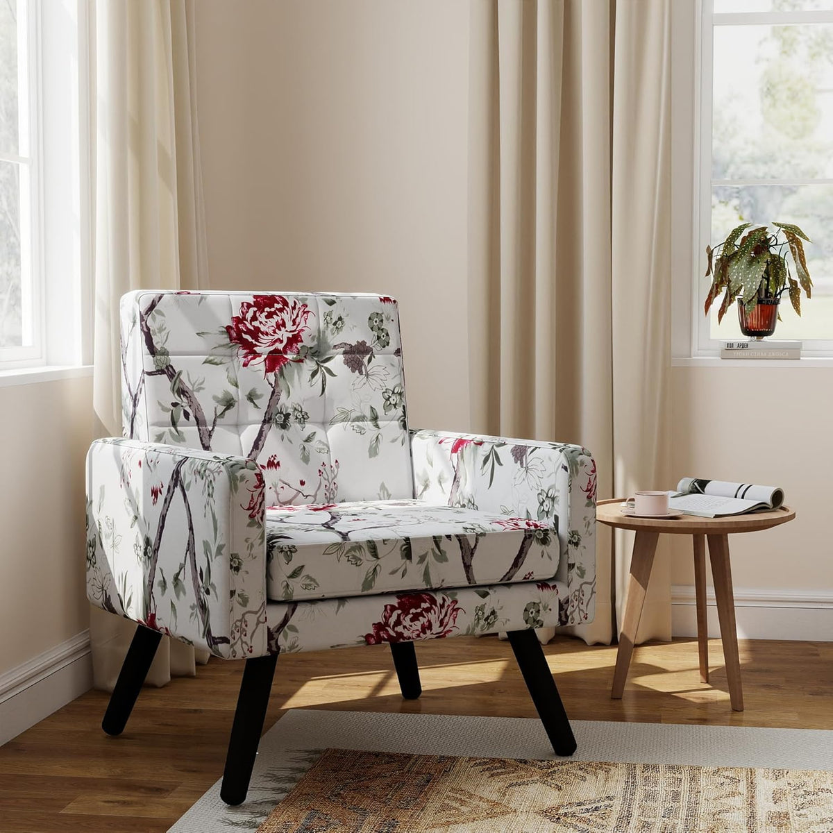 Kromax Mid-Century Modern Accent Chair for Living Room, 496 Lb. Weight Capacity, Dual Armrests