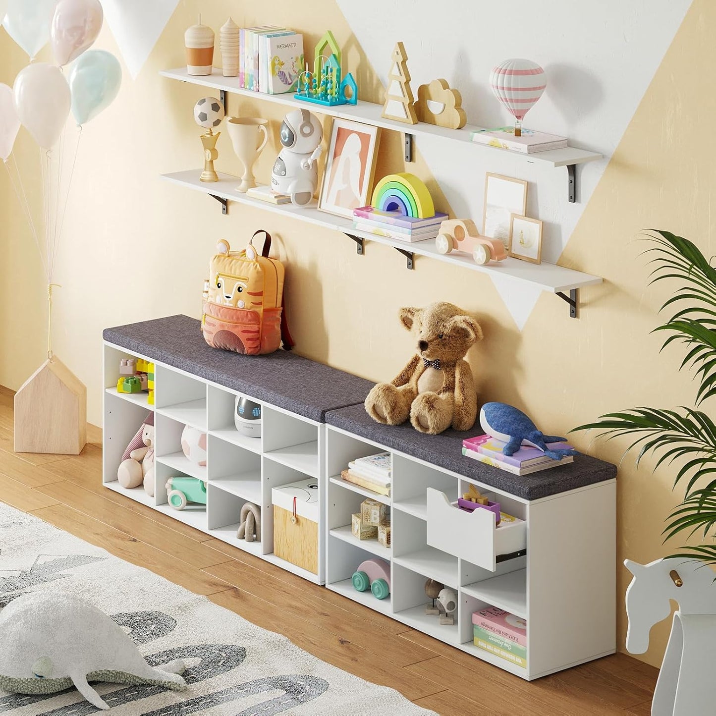 DINZI LVJ Long Wall Shelves, 55.1Inch Wall Mounted Shelves Set of 2, Extra Large Wall Storage