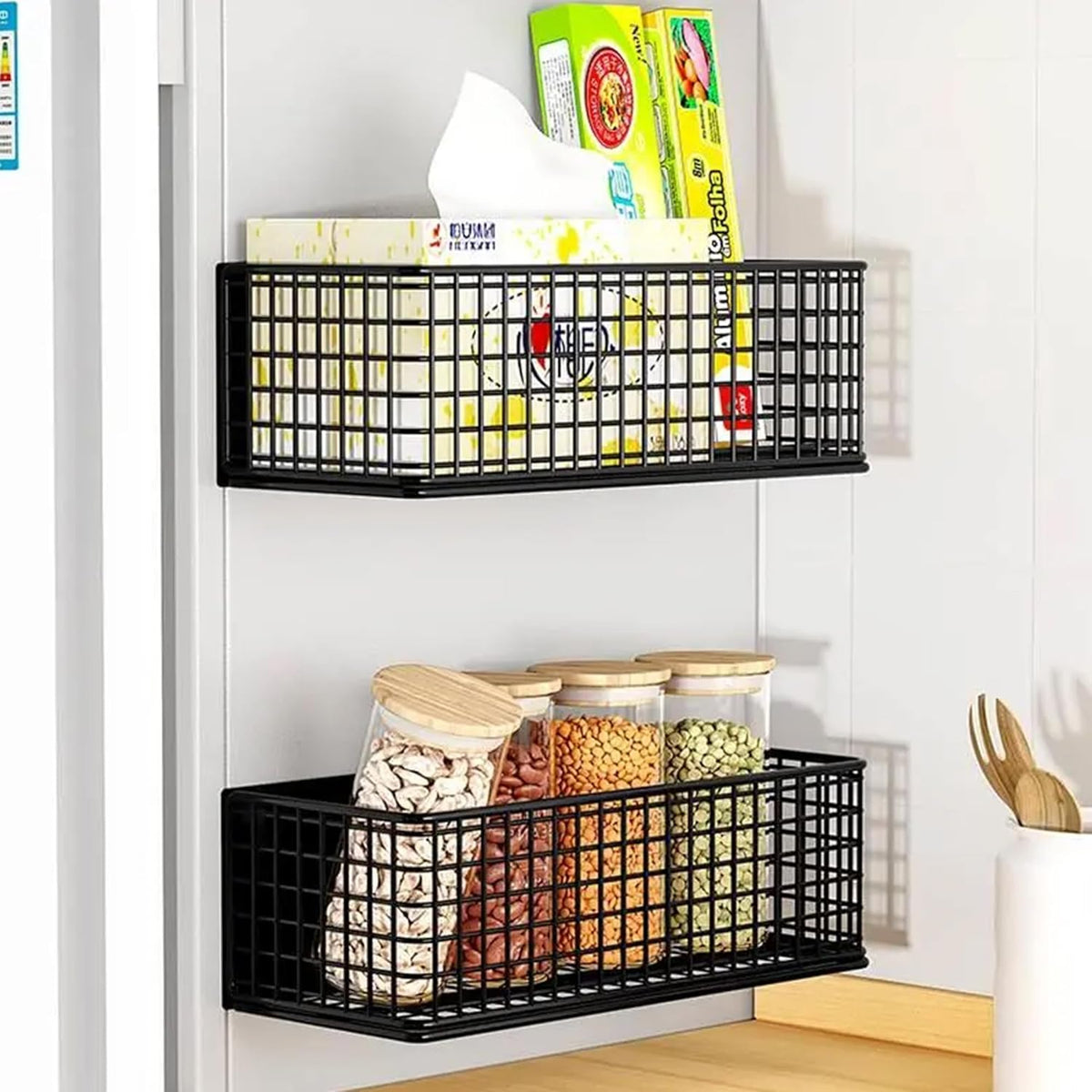 Magnetic Basket Fridge Organizer Wire Bins Pencil Holder Whiteboard Accessories Home Kitchen