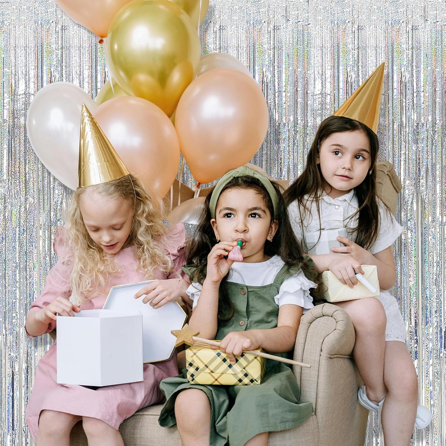 3 Pack Silver Backdrop Curtain Party Decorations Foil Fringe Backdrop Silver Tinsel Streamers