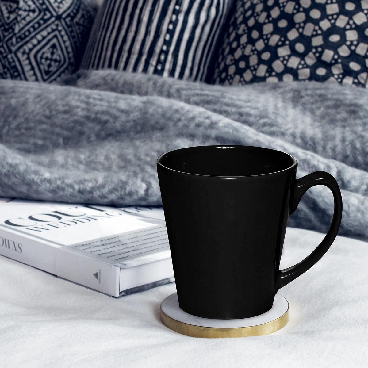DISCOUNT PROMOS Glossy Ceramic Latte Coffee Mug 12 oz. Set of 10, Bulk Pack - Perfect for Tea