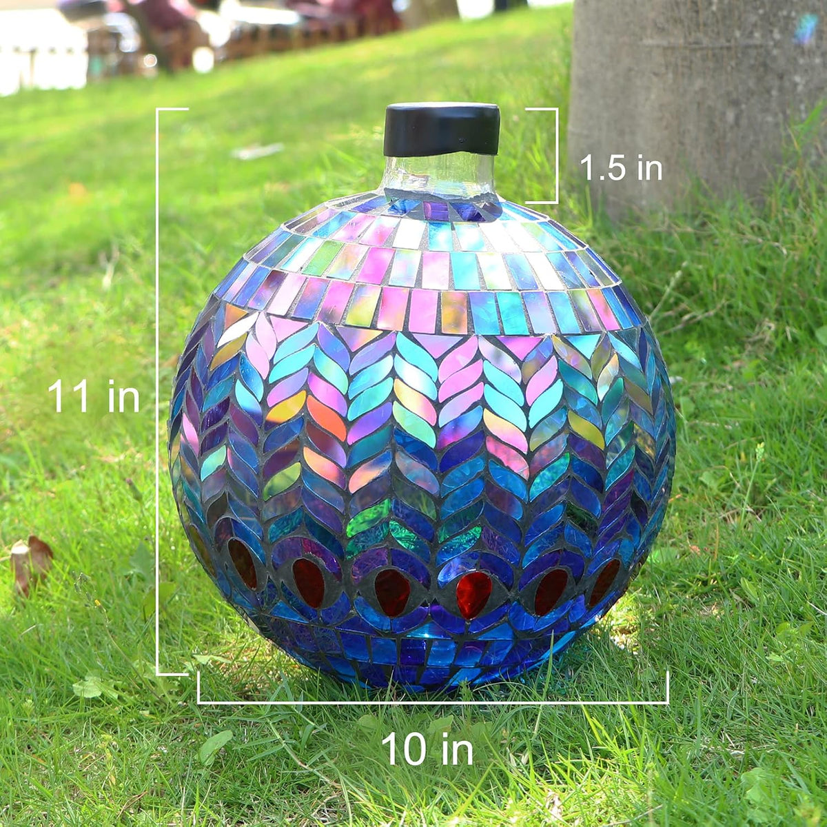 VCUTEKA Gazing Ball, Glass Mosaic Gazing Balls Sphere for Garden Lawn Outdoor Ornament Yard