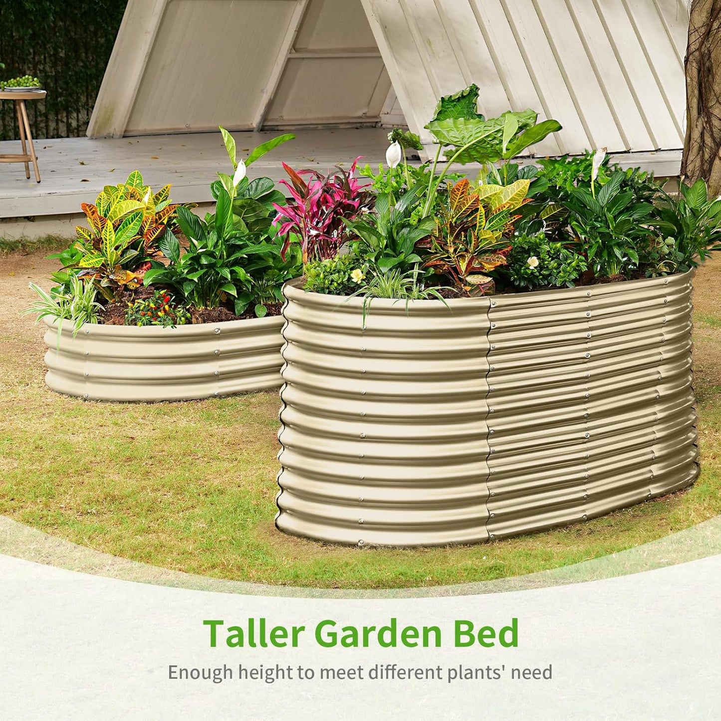 Land Guard 6x3x3ft Oval Galvanized Raised Garden Beds, Large-Capacity Metal Planter Box Outdoor