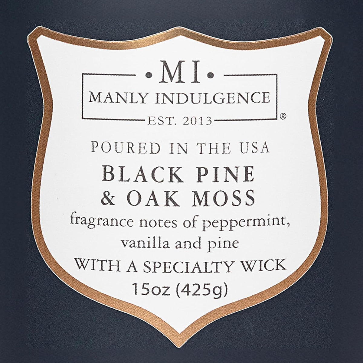 Manly Indulgence Black Pine Oakmoss Scented Candles for Men, 15 oz Wooden Wick, Premium Soy Blend