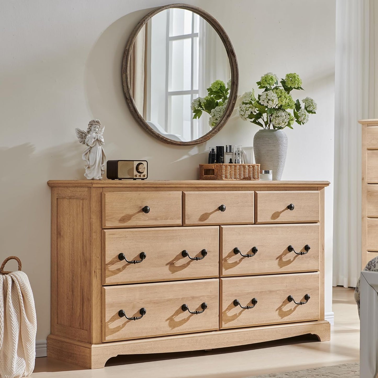 T4TREAM 7 Drawers Dresser Chests for Bedroom, Wood Vintage Chests of Drawers, Rustic Dressers Chset
