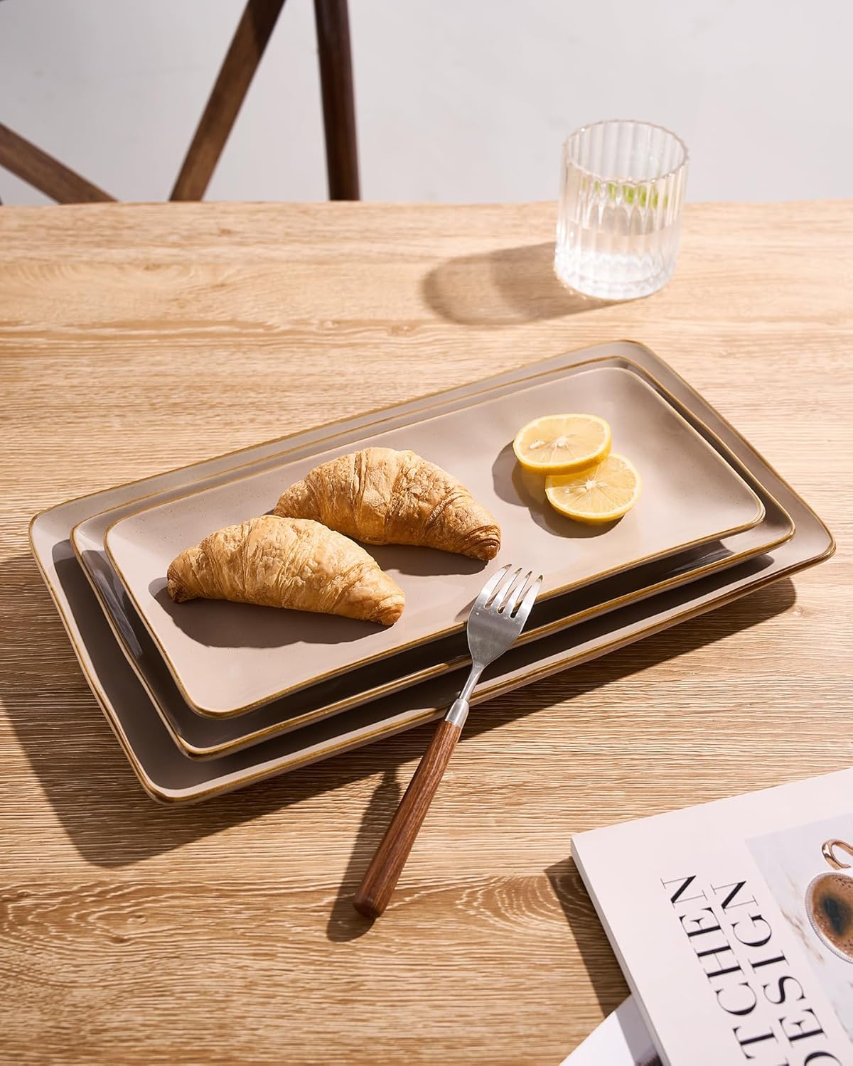 famiware Serving Platter, Rectangular 15.67/14.1/12.6 inch Serving Dishes for Entertaining