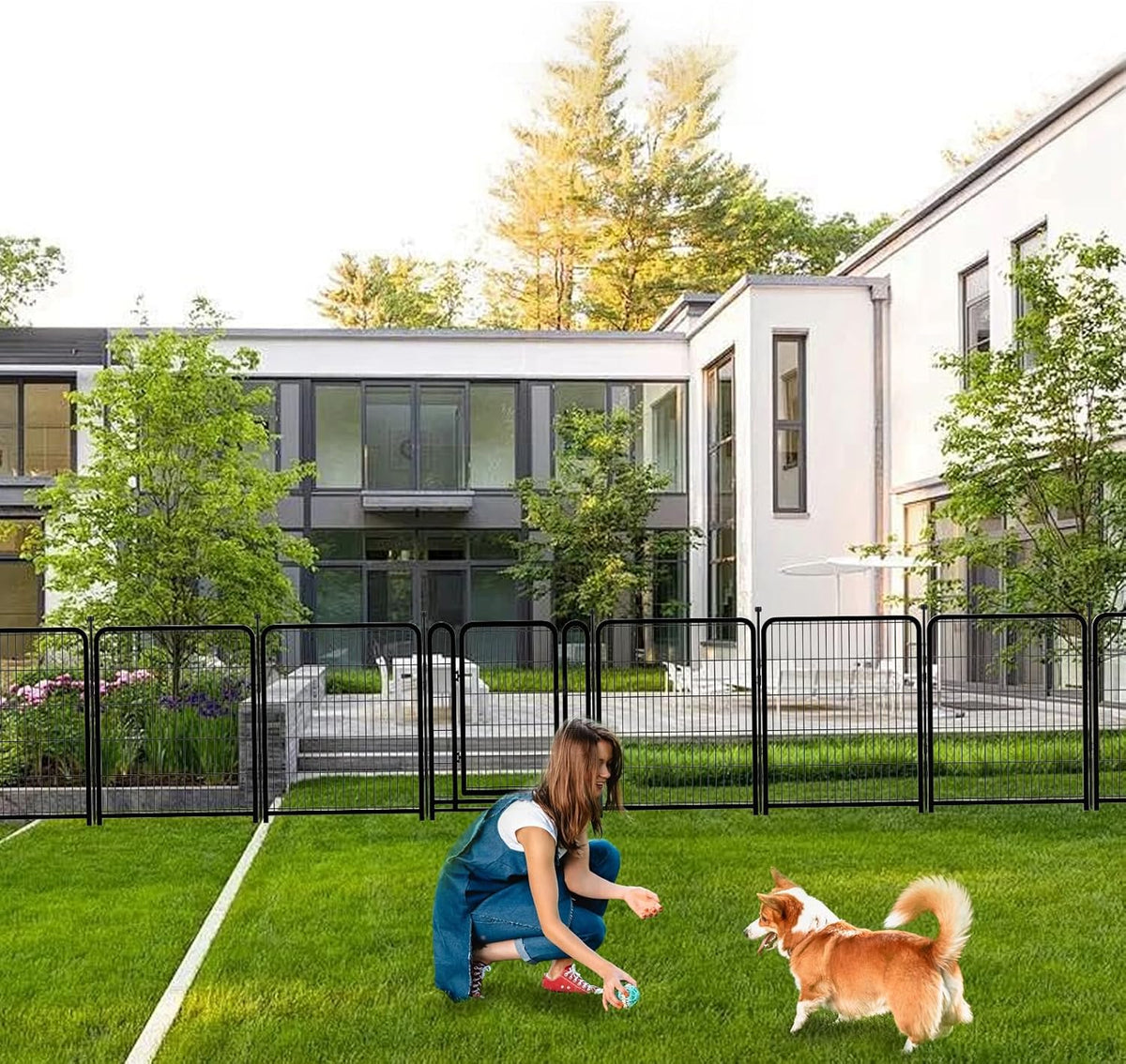 Dog Playpen 32 inch 16 Panels, Puppy Playpen Indoors, Dog Fence Outdoor for Yard, Wide Door Low