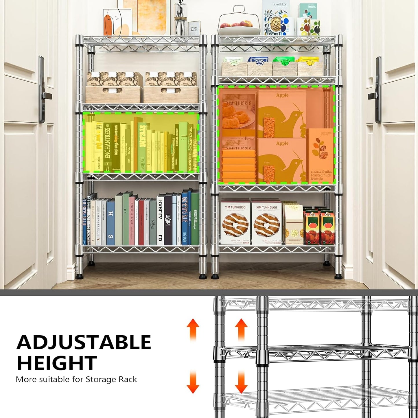 1000 lbs 4 Tier Shelf Metal Storage Shelves Wire Rack Closet Organizers with PP Board for Garage